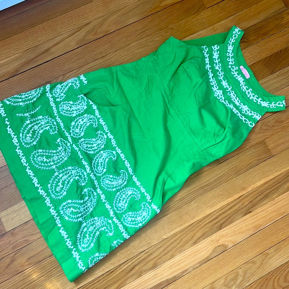 Green Lilly Pulitzer Cotton dress with white embroidery